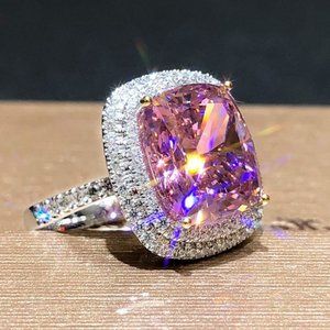 🟡Pink Nature Gemstone and Rhinestone  Ring